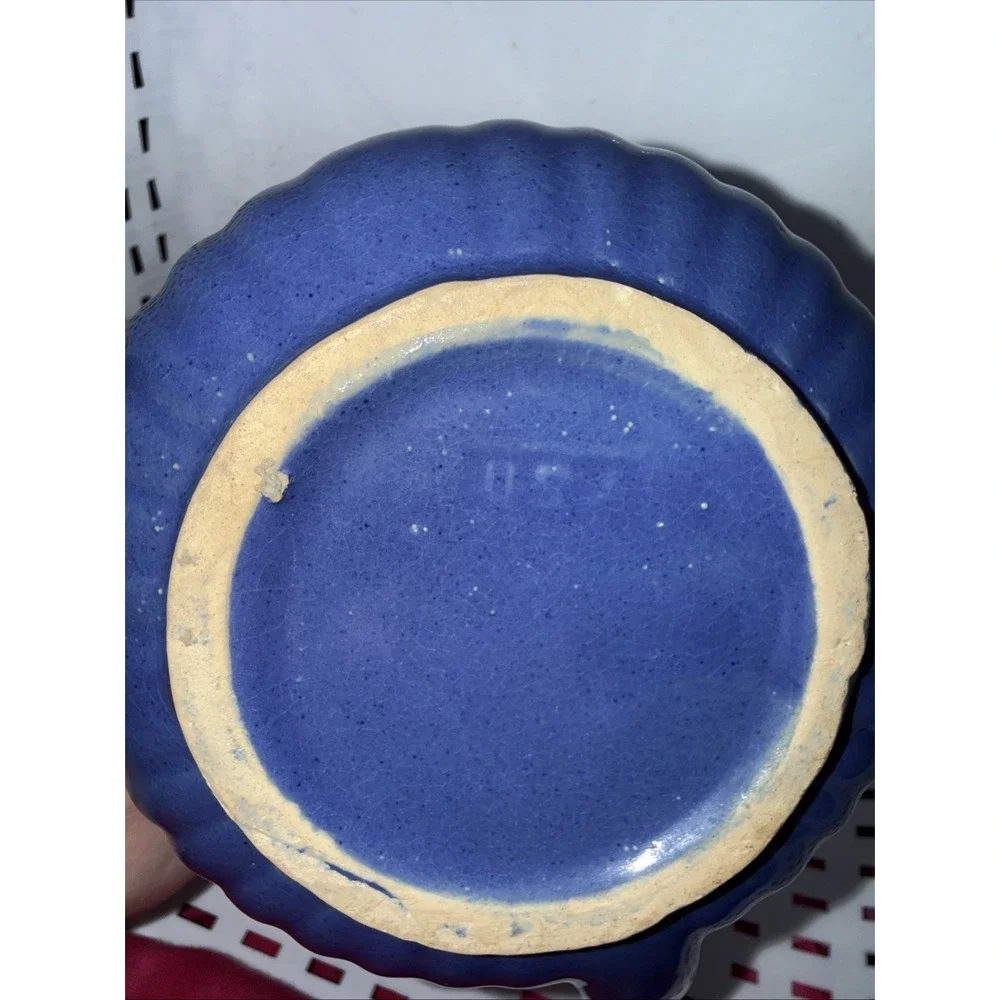 Vintage USA Stoneware Cornflower Blue Pitcher
